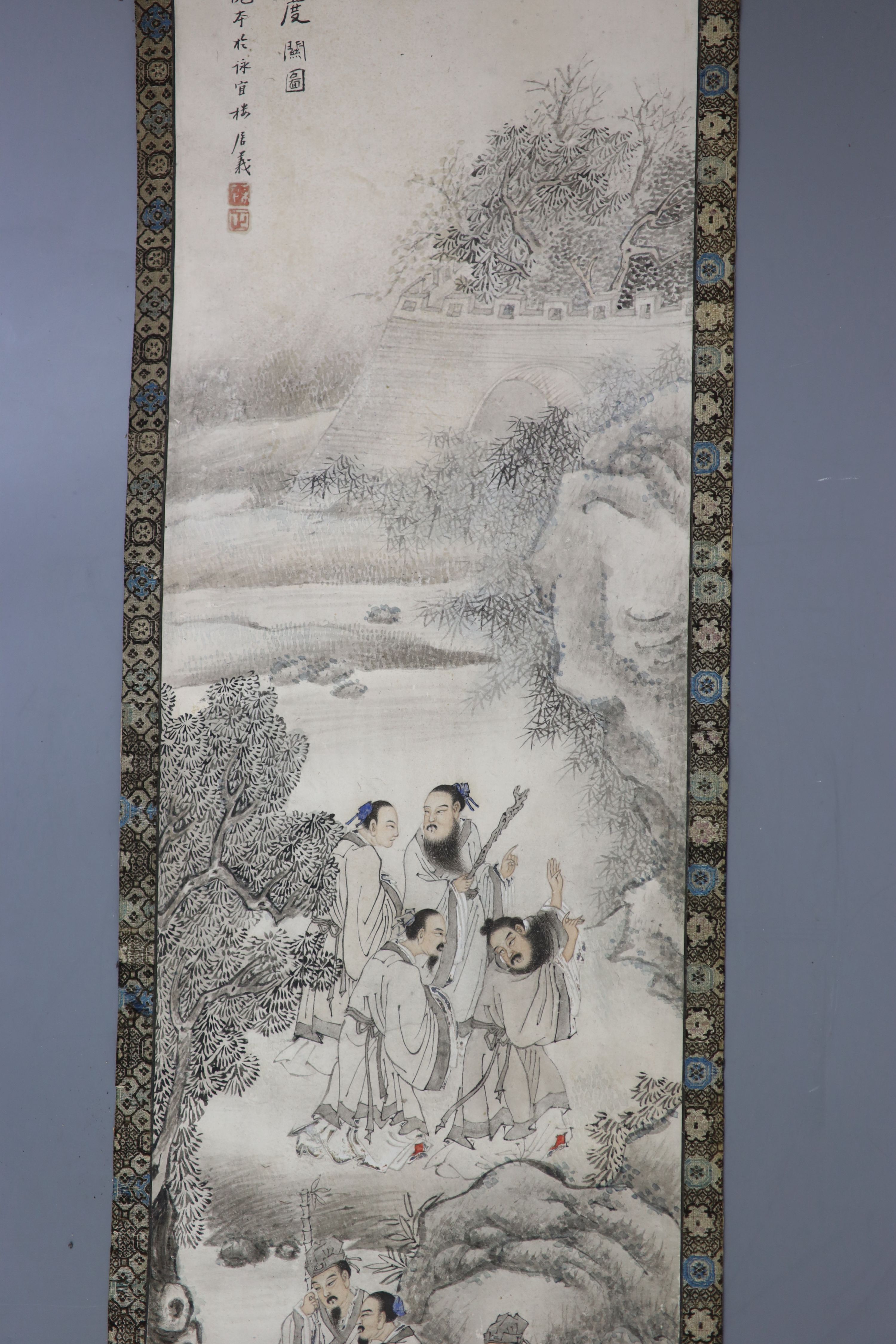 A Chinese painting on paper, Qing dynasty Image 81 x 20cm